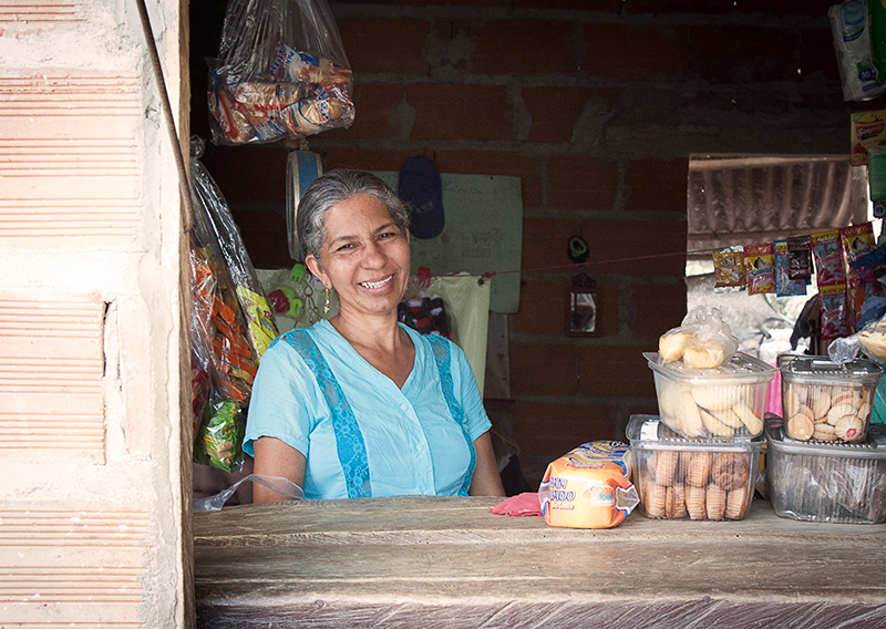 Doña Sol Altamar and her store "La Estrella," in Sitionuevo, Magdalena, Colombia.