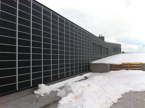 A solar preheat ventilation system at the University of New Hampshire.Credit Matt O'Keefe