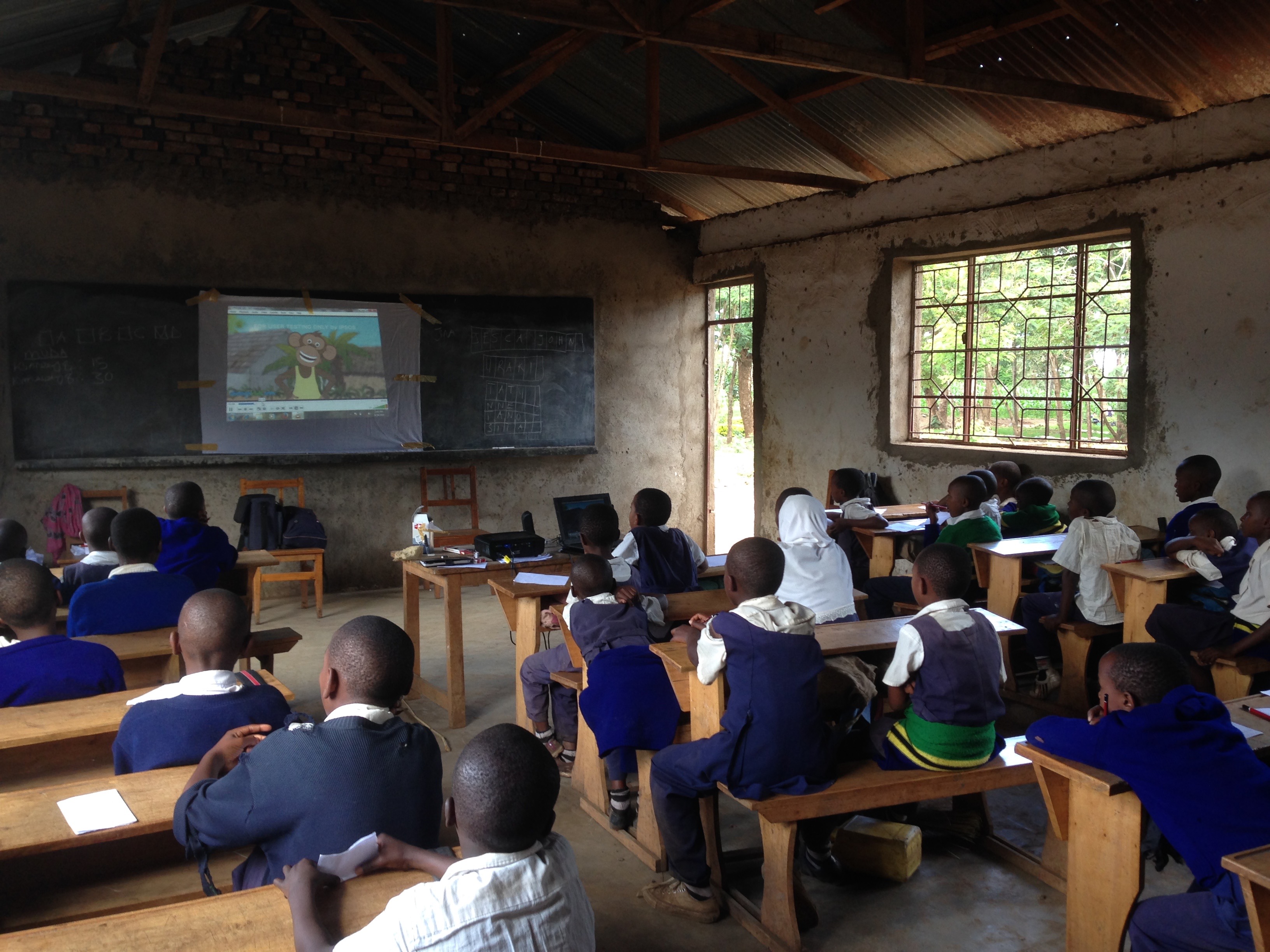 Schoolchildren in Tanzania watch one of Ubongo's animated television shows. Photo: Ubongo.